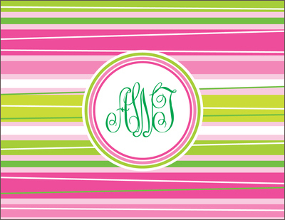 Pink Stripe Foldover Note Cards